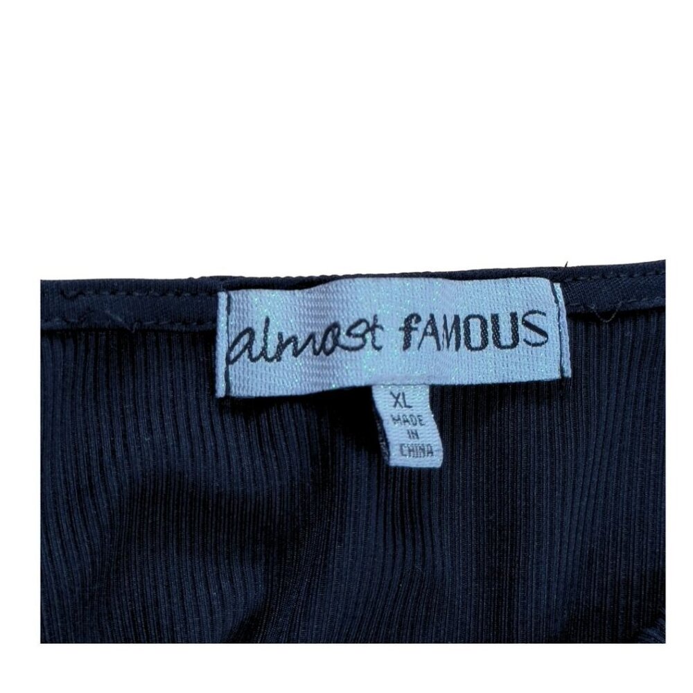 SOLD Almost Famous Black Corset Dress Ribbed Ruched Bodycon Size XL Goth Alt - Picture 5 of 7